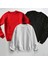 Oversize 3'lü Baskısız Bisiklet Yaka Sweatshirt Kalın Kumaş 3 Iplik 1