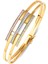 Üç Sıra Taşı 14 Ayar Altın Kaburga Kelepçe Bileklik KLP31 1