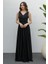 Dipmoda Kadın Siyah Drapeli Tül Abiye Elbise DP2030 1