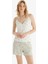 Kadın Ring Viskoz İnce Askılı Şortlu Krem Pijama Takımı C8T5N8O15 1