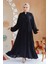 Kat Piliseli Siyah Tesettür Elbise 20612S 1