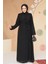 Boncuk Işlemeli Siyah Tesettür Abaya 29130S 2