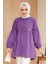 Nakış Desenli Mor Tesettür Tunik 40603MOR 1