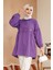 Nakış Desenli Mor Tesettür Tunik 40603MOR 2