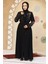 Desenli Siyah Tesettür Abaya 45302S 2