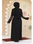 Desenli Siyah Tesettür Abaya 45302S 4