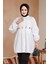 Nakış Desenli Beyaz Tesettür Tunik 40603B 3