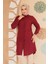 Düğmeli Bordo Tesettür Tunik 11734BR 1