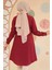 Düğmeli Bordo Tesettür Tunik 11734BR 3