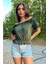 Dipmoda Kadın Haki Yeni Sezon Carmen Yaka Fitilli Bluz DP10048 1