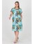 Dipmoda Kadın Mavi Desenli Büyük Beden Yazlık Viskon Elbise AYSL36 3