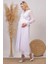 Dipmoda Kadın Beyaz Kruvaze Yaka Baby Shower Şifon Hamile Elbise HML003 4