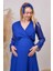 Dipmoda Kadın Saks Mavisi Baby Shower Şifon Hamile Elbise HML003 4