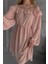 Dipmoda Kadın Camel Madonna Yaka Mini Ponpon Şifon Elbise DPK2057 2
