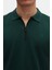 Slim Fit Haki Pike Dokulu Yarım Fermuarlı Polo Yaka T-Shirt 4EC14ORTFRPLO 6