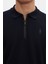Slim Fit Lacivert Pike Dokulu Yarım Fermuarlı Polo Yaka T-Shirt 4EC14ORTFRPLO 6
