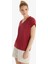 Kadın Kısa Kol Şortlu Bordo Pijama Takımı 60553-59 2