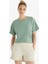 Kadın %100 Pamuk Oversize Kısa Kol Yeşil T-Shirt C2T5N5O06 1