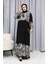 Sulu Desen Elbise 4082-02 Siyah Beyaz 3