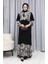 Sulu Desen Elbise 4082-02 Siyah Beyaz 4