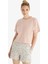 Kadın %100 Pamuk Oversize Kısa Kol Pudra T-Shirt C2T5N5O06 1