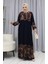 Sulu Desen Elbise 4082-04 Lacivert 3