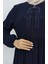 Kolu Lastikli Taşlı Fermuarlı Ferace 6129-04 Lacivert 4