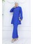 Yandan Bağlamalı Taşlı Abiye Tunik Pantolon Takım 6123-06 Saks 1