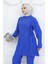 Yandan Bağlamalı Taşlı Abiye Tunik Pantolon Takım 6123-06 Saks 3