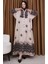 Leopar Garnili Desenli Elbise 5576-05 Vizon 1