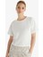 Kadın %100 Pamuk Oversize Kısa Kol Beyaz T-Shirt C2T5N5O06 1