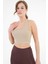 Bej U Yaka Beli Lastikli Fitilli Toparlayıcı Örme Crop Büstiyer 4