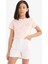Kız Çocuk Slim Fit Dar Kesim Bisiklet Yaka Baskılı Fitilli Kaşkorse Kısa Kollu Tişört D9537A825SM 3