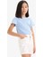 Kız Çocuk Slim Fit Dar Kesim Bisiklet Yaka Baskılı Fitilli Kaşkorse Kısa Kollu Tişört D9537A825SM 4