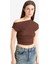 Slim Fit Dar Kesim Tek Omuzlu Bürümcük Kısa Kollu Tişört D4414AX25SM 1