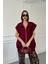 Oversize Çıtçıtlı Yelek- Bordo 5