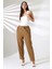 Kadın Kahve Beli Lastikli Havuç Paça Klasik Pantolon Xn 8018 1
