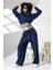 Kadın Soft Indigo Fermuarlı Kapüşonlu Eşofman Takımı Hl 0121 4