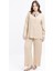Bej-Cep Detaylı Büyük Beden Pantolonlu Takım 2
