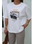 Ekru Oversize Baskı Detay Tshirt 2