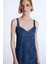 Desenli Denim Elbise lacivert 12444123000 4