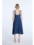 Desenli Denim Elbise lacivert 12444123000 5