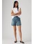 Kadın Yüksek Bel Bol Keten+ Kot Şort - A9311-0017 1