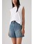Kadın Yüksek Bel Bol Keten+ Kot Şort - A9311-0017 4