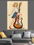 Retro Kadın ve Gitar Dekoratif Kanvas - Mdf Ahşap Tablo 3