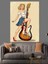 Retro Kadın ve Gitar Dekoratif Kanvas - Mdf Ahşap Tablo 4
