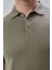 Erkek Haki %100 Pamuk Polo Yaka Kısa Kollu Triko Kazak TRIST-7107 5