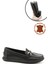 Kadın Siyah Tokalı Rok Hakiki Deri Comfort Loafer 1