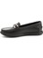 Kadın Siyah Tokalı Rok Hakiki Deri Comfort Loafer 3