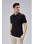 Erkek Siyah %100 Pamuk Polo Yaka Kısa Kollu Triko Kazak TRIST-7107 2